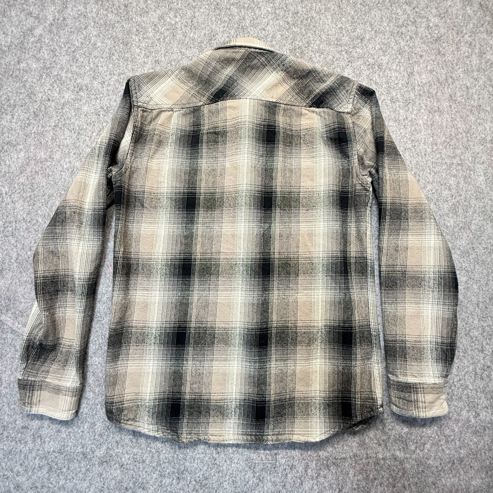 RVCA Flannel Shirt Men S Regular Fit Heavy Cotton Gray Plaid MH507HIG - Picture 7 of 8